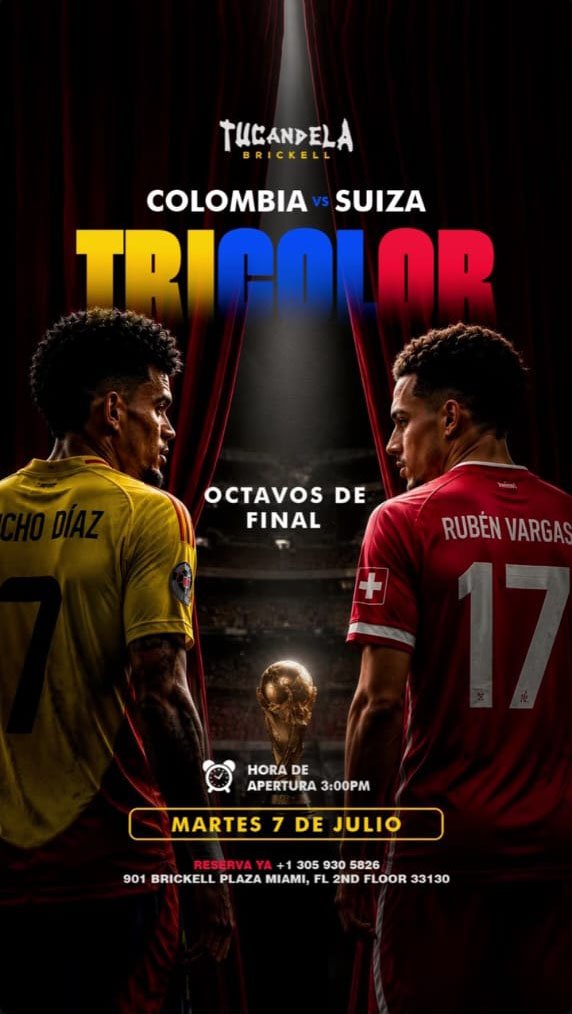 Colombia vs Suiza en Tu Candela Brickell